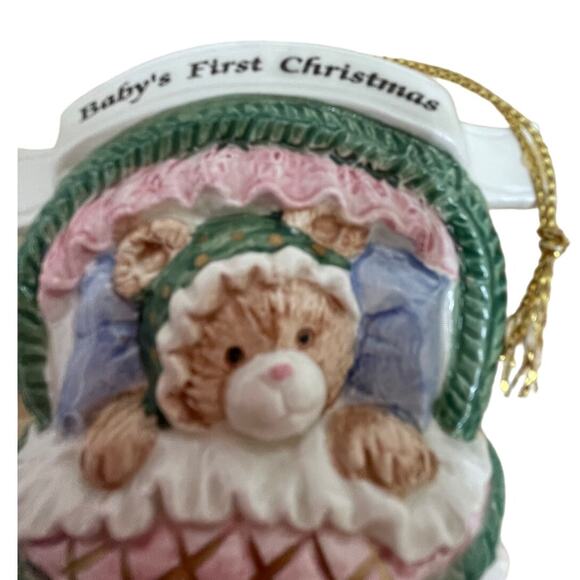 Fitz & Floyd "Rock-A-Bye-Teddy" Baby's 1st Christmas Ornament 1992 With Box - Picture 4 of 9